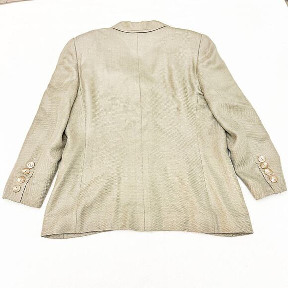 John Tagia Linen Blend Woven Button Down Blazer Shoulder Pads Size 16 - Picture 2 of 6